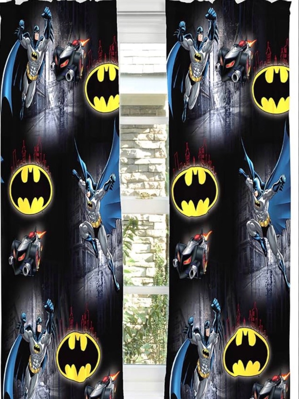 Batman 40x63 Window Curtain Drapes Panel Black Blue - 2 Panels